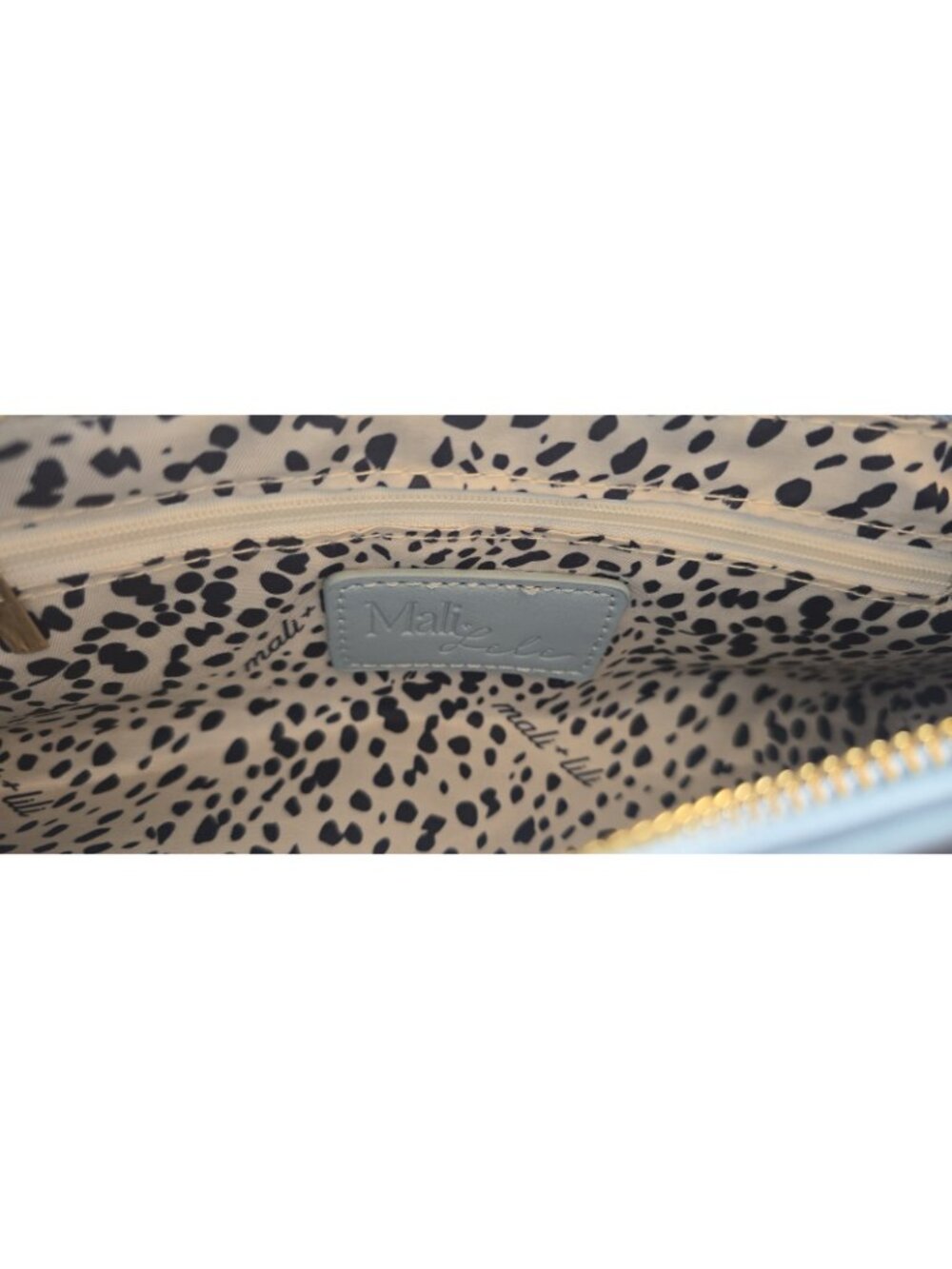 Mali Light Blue Small Shoulder Bag Bow Accent Zip Closure Animal Print Lined - Picture 3 of 4